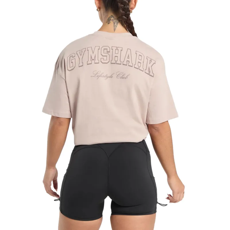 GYMSHARK Drop Shoulder Sleeve T Shirt Women's Pink-1