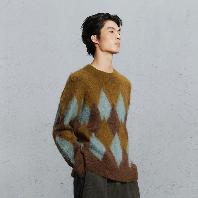 GXG Sweater Men's Coffee Green Plaid-3