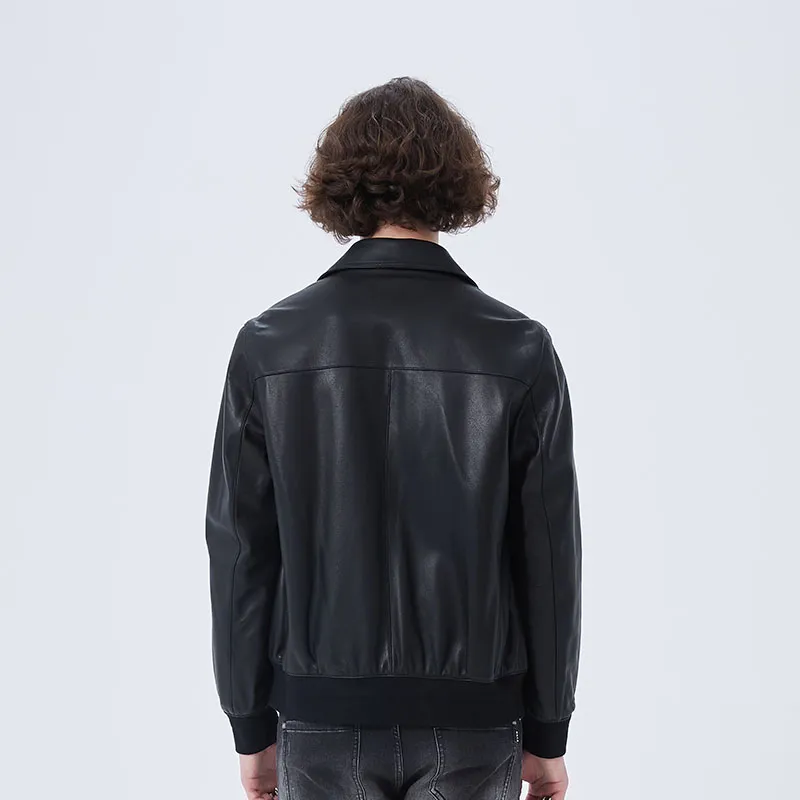 DAVID NAMAN Leather Jacket Men's Black-5