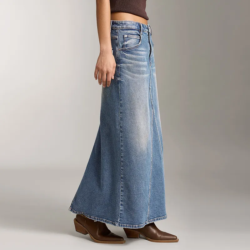 Miss Sixty Denim Long Skirts Women's Dark Blue-4