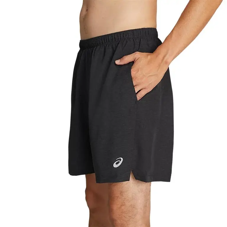 Asics 7IN 2 IN 1SPIRAL Casual Shorts Men's Performance Black Heather Print Stone Gray Leather-3