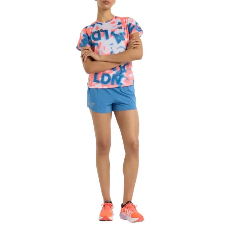 New Balance London Edition Regular T Shirt Women's Orange Blue Multicolor-3