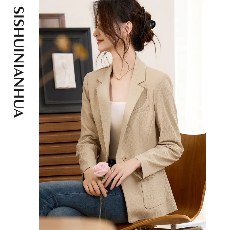 Like The Age Of Water Fall Velvet feel Coat Loose Fit Women's Khaki-2