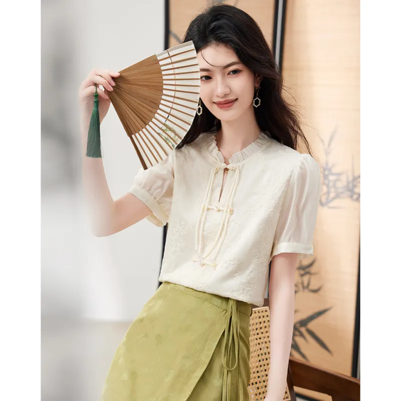 XINFEIYU T Shirts Women's Beige-3