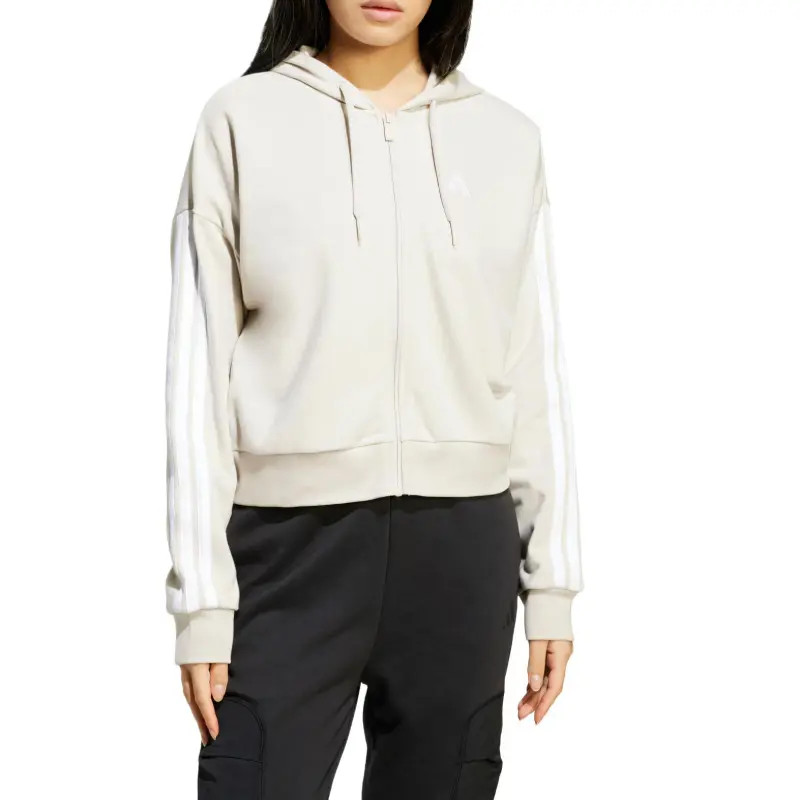 Adidas W 3S FT FZ HD Jacket Women's Wonder Bauxite Brown/White-1