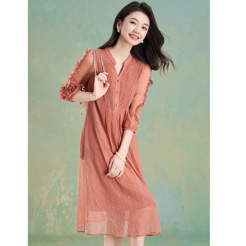 Mylan Summer Long Sleeved Dress Loose Fit Women's-2