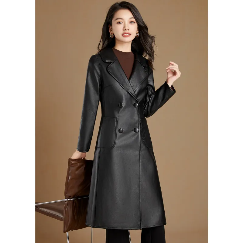 Mylan Trench Coat Loose Fit Women's Orange Reversible-4