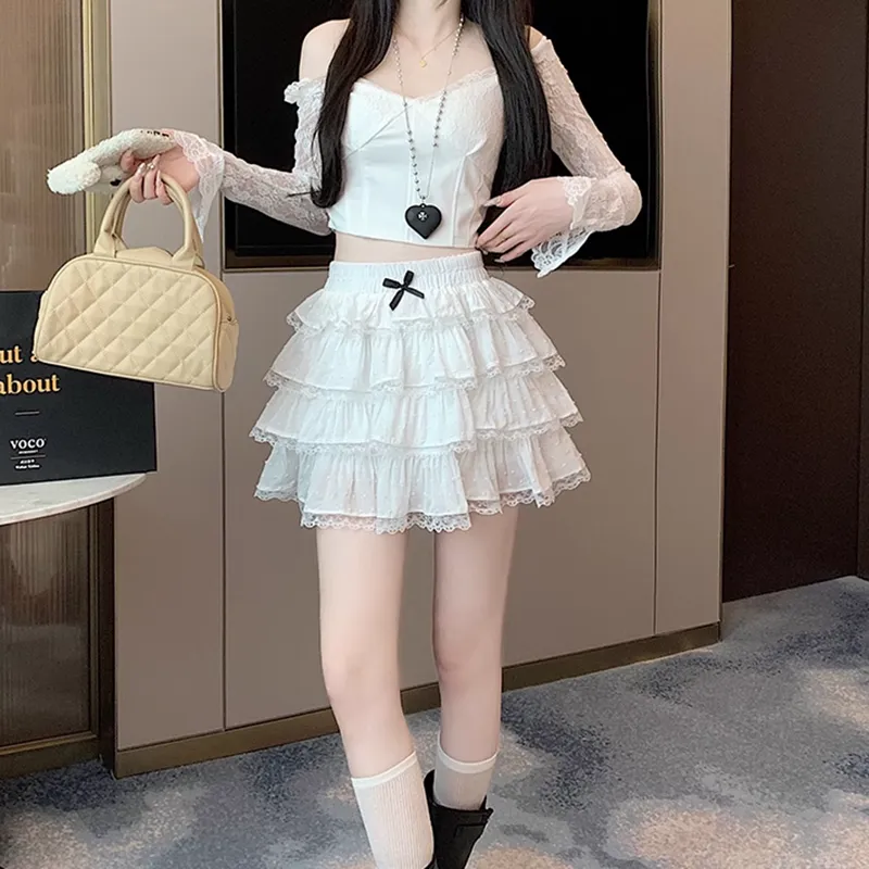 GLEE DIARY Casual Short Skirts Women's White-3