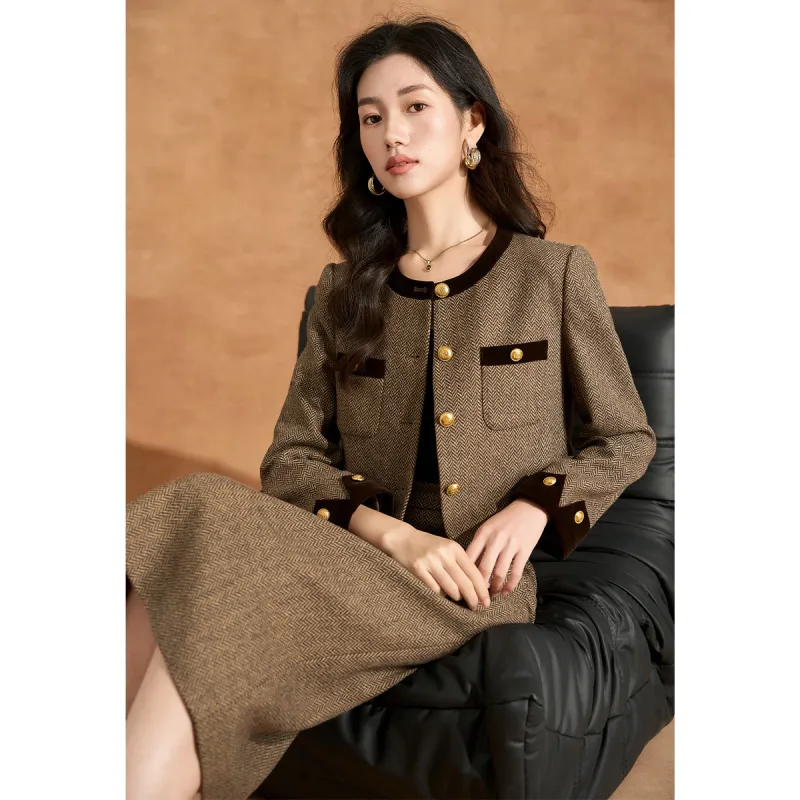 Mylan Two Piece Skirt Sets Women's Coffee-1