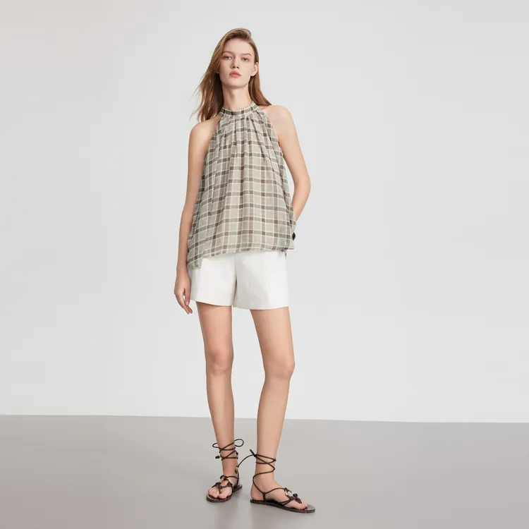 ELLE Shirts Women's Coffee Plaid-3