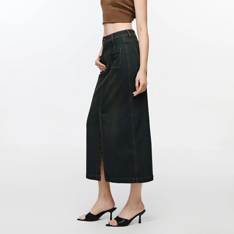 ONLY Denim Long Skirt Women's Washed Blue-3