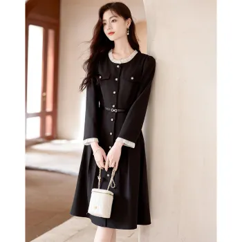 Like The Age Of Water Fall Long Sleeved Dress Regular Women's Black