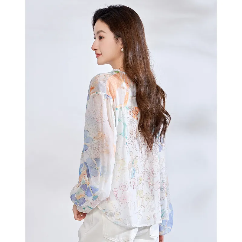 Love Elaine Spring, Summer, Fall Shirt Loose Fit Women's Hundred Flowers Shirt-5