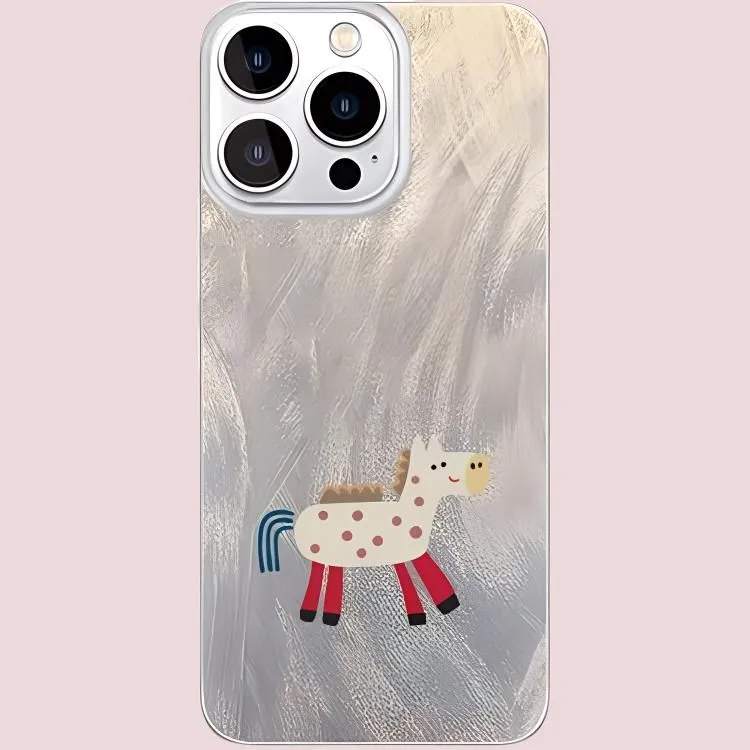 Sopi Acrylic Material Camlet Wooden Horse Phone Cases Compatible With IPhone 16/15 Pro Max/Apple 13/14 Pro/Max-1