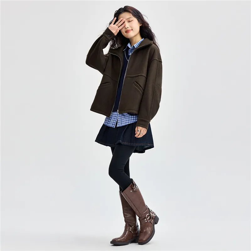 UNIQLO Coat Women's Chocolate Brown-3
