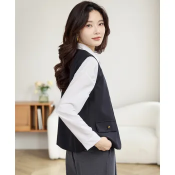 TERRE BLEUE Spring Fall Vest Loose Fit Women's
