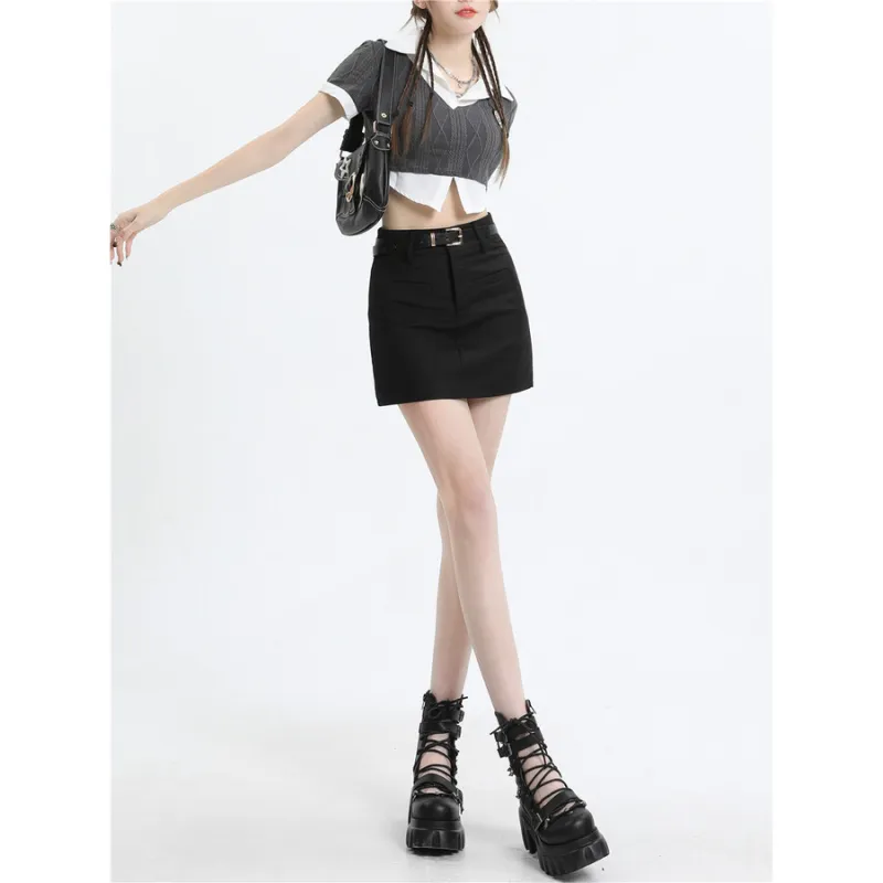 ZAVK Casual Short Skirts Women's Ink Black-4
