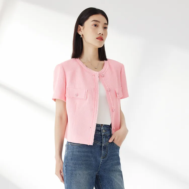 SHUIYUNJIAN Cropped Coat Women's Pink-3