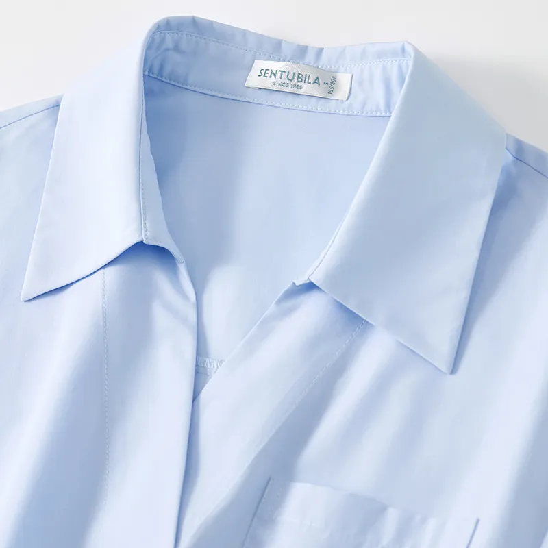 SENTUBILA Short Sleeved Dress Women's Light Blue-4