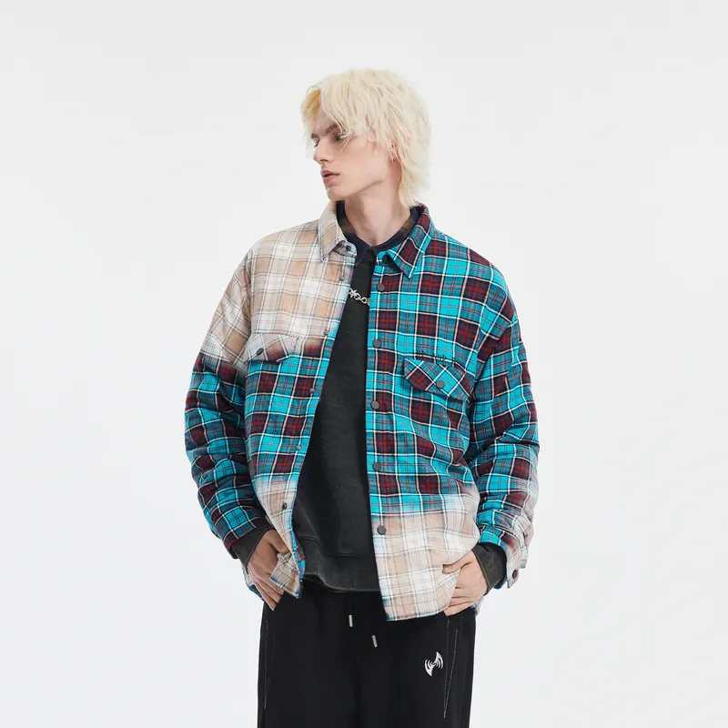 INXX Puffer Jackets Unisex Blue Black Plaid-2