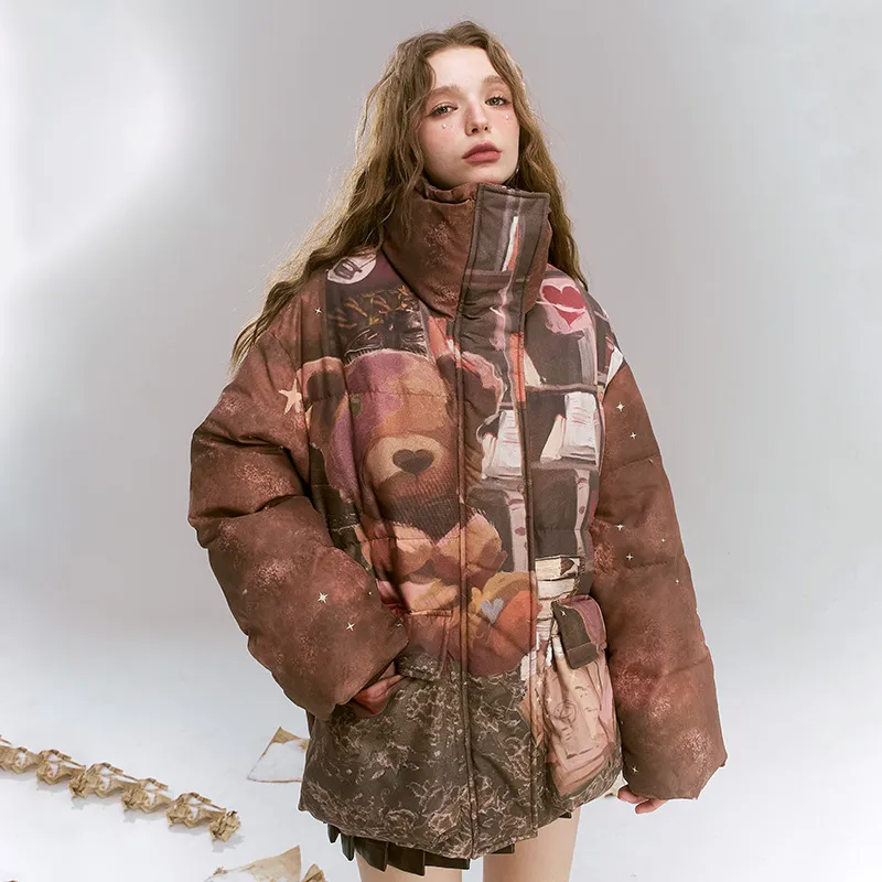 ELF SACK Down Jacket Women's Vintage Brown Coffee-3