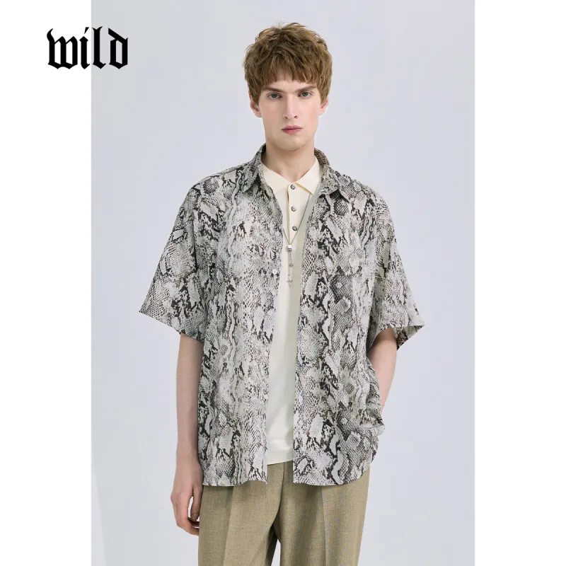 WILD LEADER Shirts Men Khaki Python Leather[CW5158595]-3