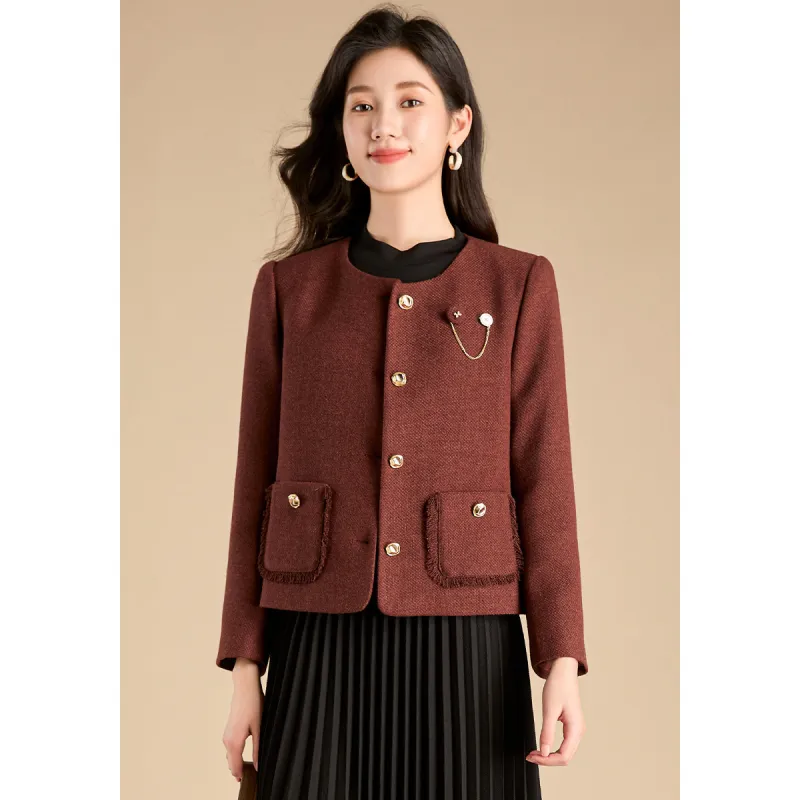 Mylan Cropped Coats Women's Rusty Red Collection Brand Stay Updated With Event Alerts-3