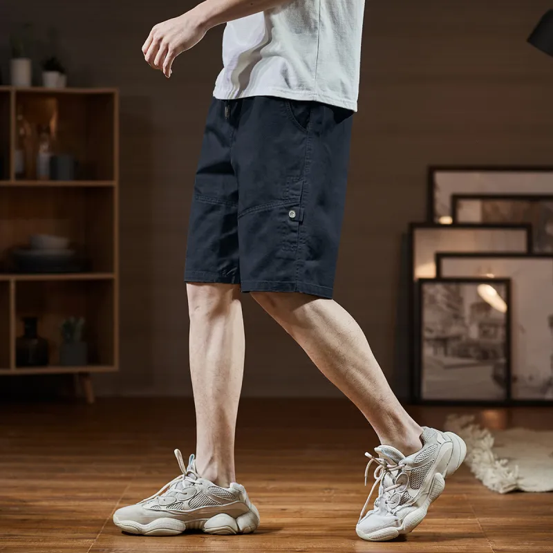 Tonlion Casual Shorts Men Navy Blue-1