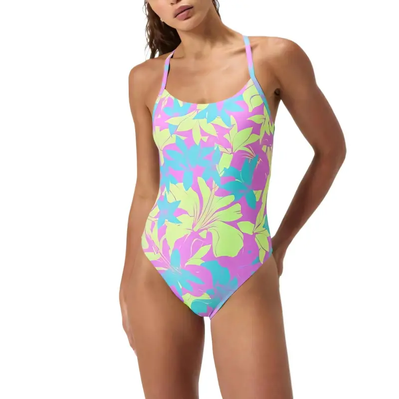 Speedo One piece Swimsuit Women's Pink/Yellow-4