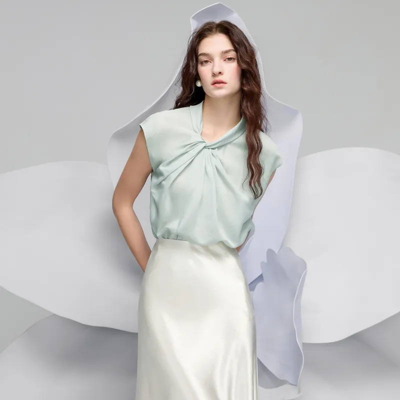 3COLOUR Chiffon Shirt Women's Mint Green-6