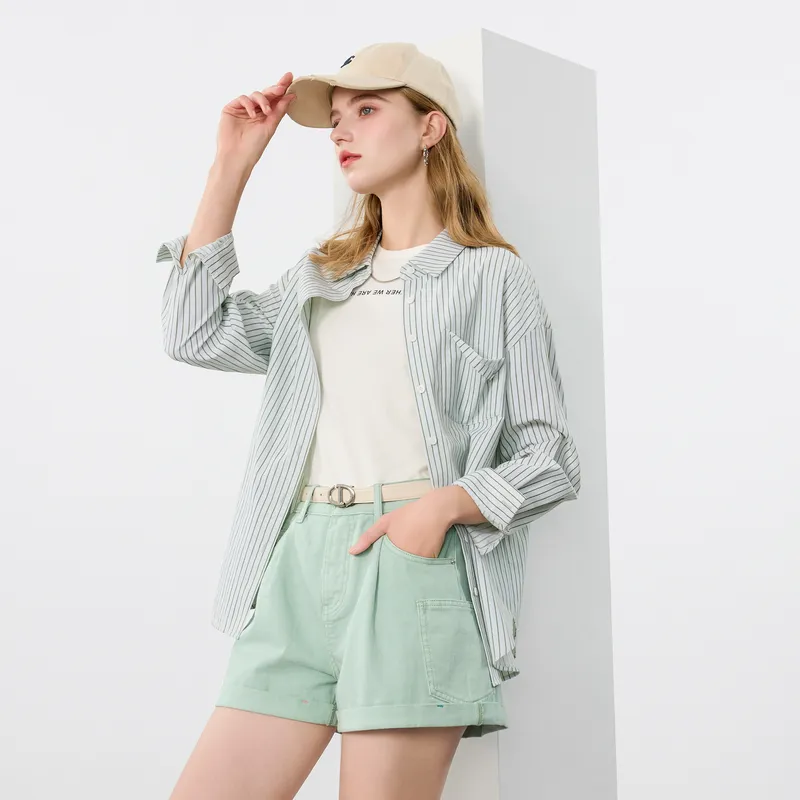 3COLOUR Denim Shorts Women's Mint Green-6