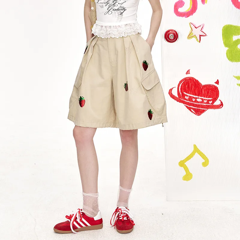 ELF SACK Casual Shorts Women's Strawberry Khaki-6