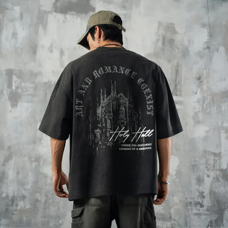 LUJIAMEN Sports T Shirt Unisex Washed Black-2