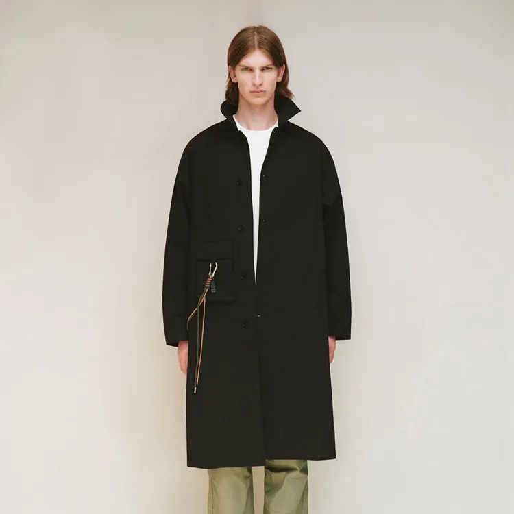 URBAN REVIVO Trench Coats Men Jet Black-2