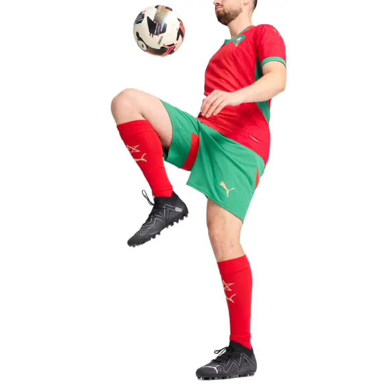 PUMA SHORTSDRYCELL Morocco FRMF Soccer Bottoms Men's Green Red-4