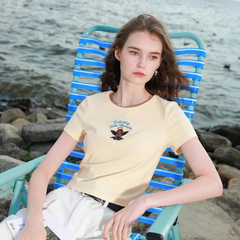 3COLOUR T Shirts Women's Yellow Cream-6