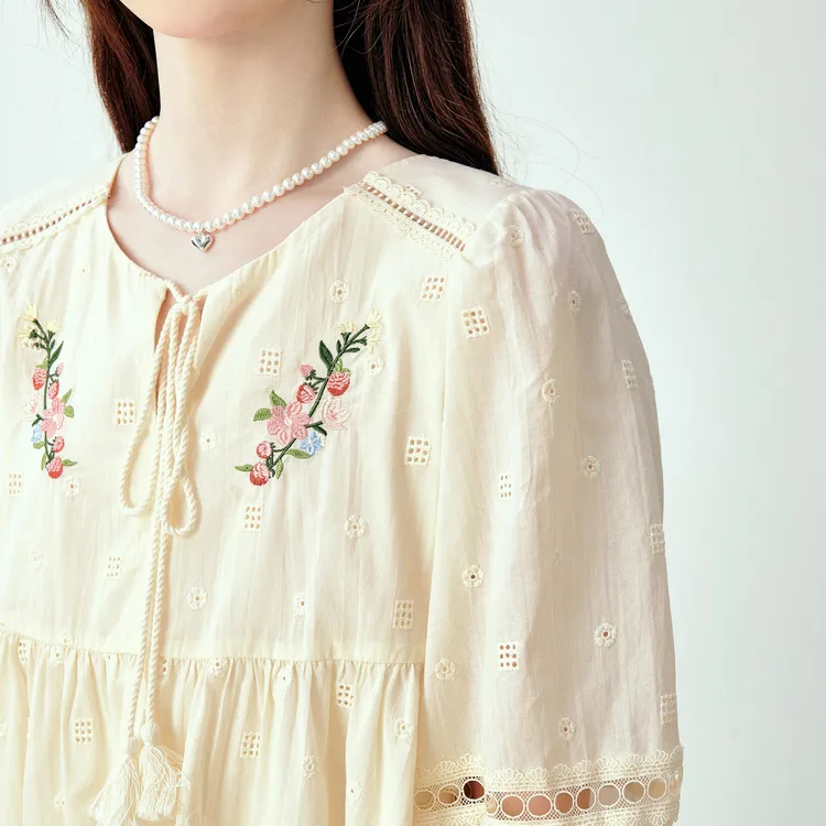 LEDIN Short Sleeved Dresses Women's Beige Yellow-2