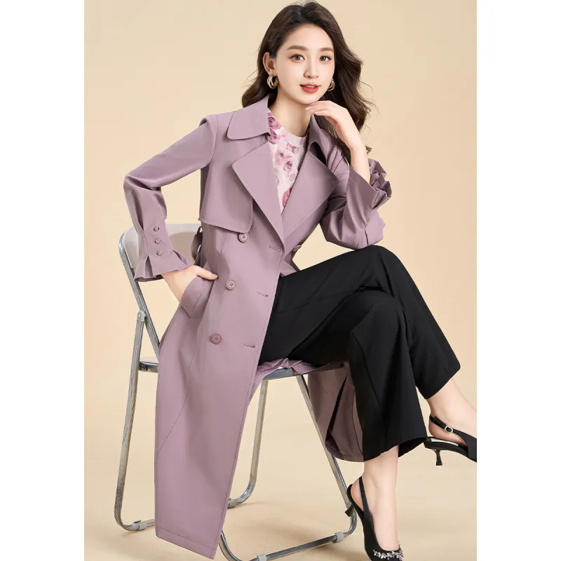Mylan Spring, Fall Trench Coat Cinched Waist Women's Pink Collection Brand, Stay Updated With Event Alerts-2