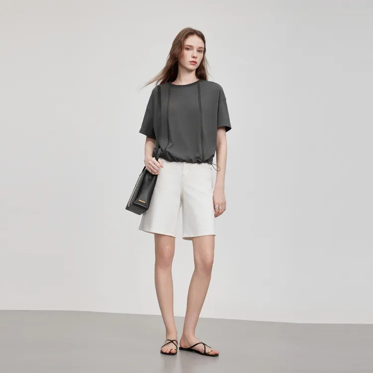 ELLE T Shirt Women's Medium Gray-3