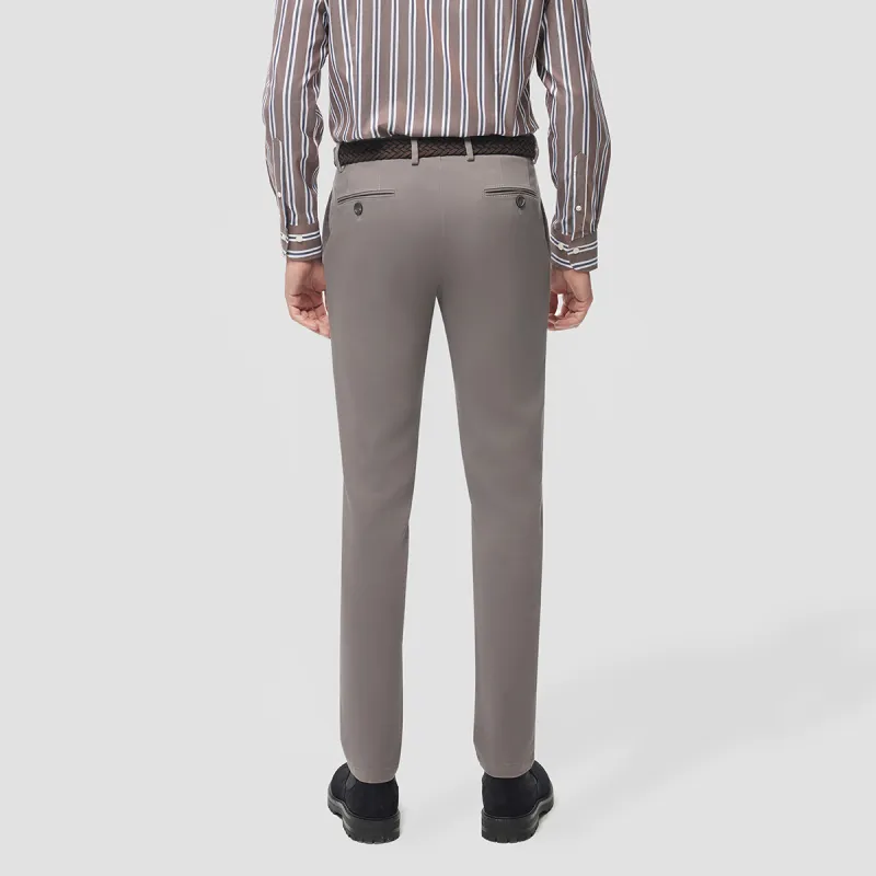 LANBAO Casual Pants Men's Beige Gray Plaid-4