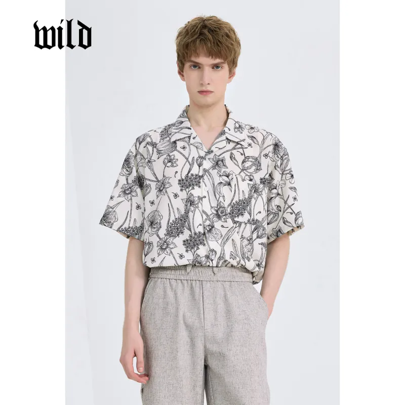 WILD LEADER Shirts Men Platinum White Floral[CW5158594]-3
