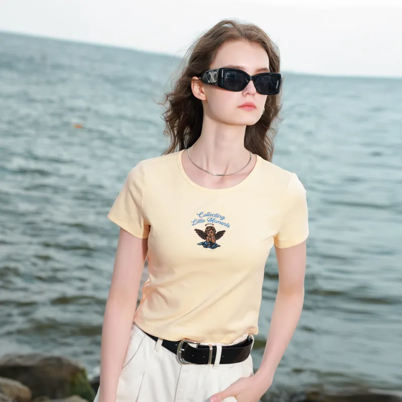 3COLOUR T Shirts Women's Yellow Cream-2