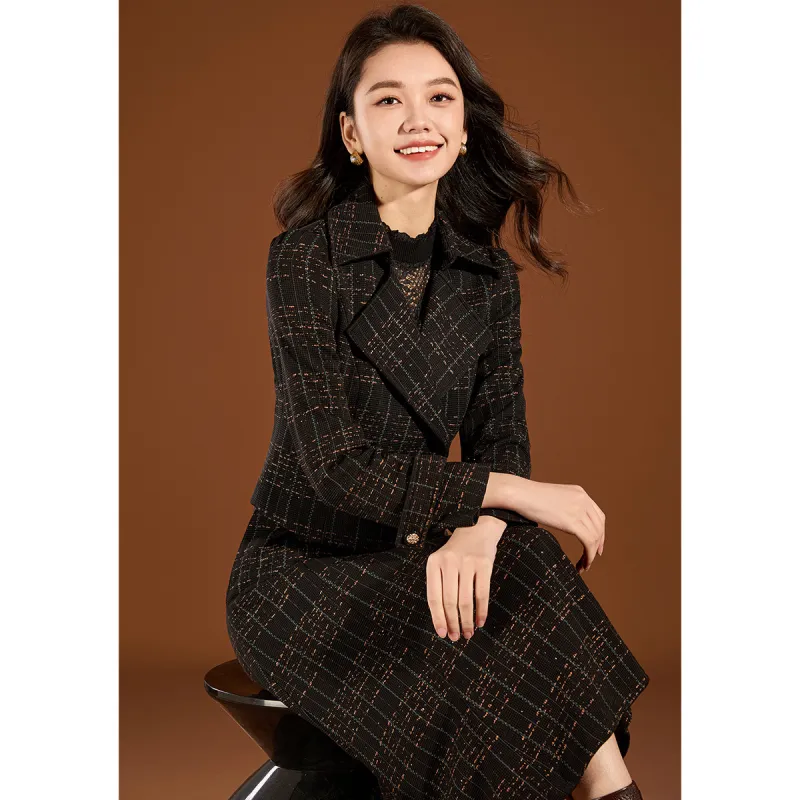 Mylan Spring Fall Skirt Set Women's Black-4