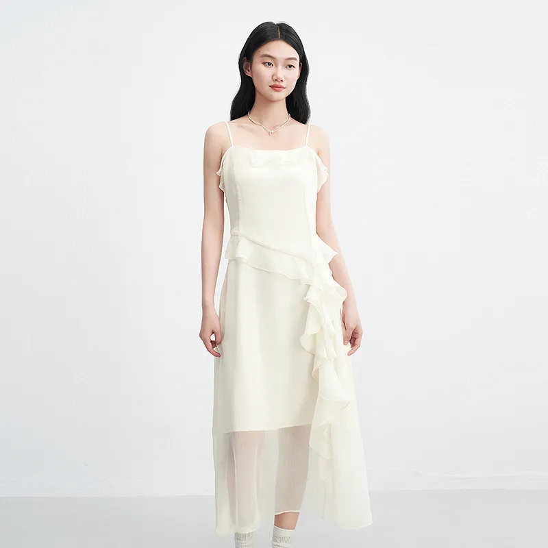 LEDIN Slip Dress Women's Cream Beige-2