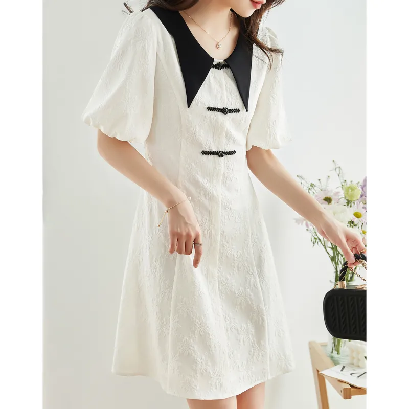 Like The Age Of Water Short Sleeved Dress Women's White-3