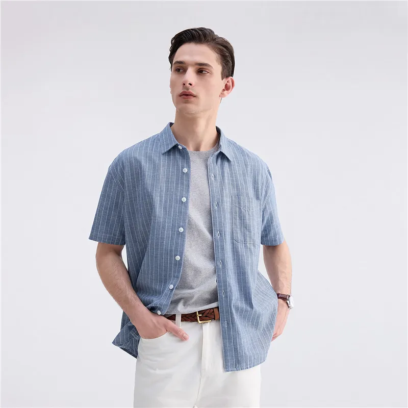 UNIQLO Shirts Men 70 Blue White Stripes-3