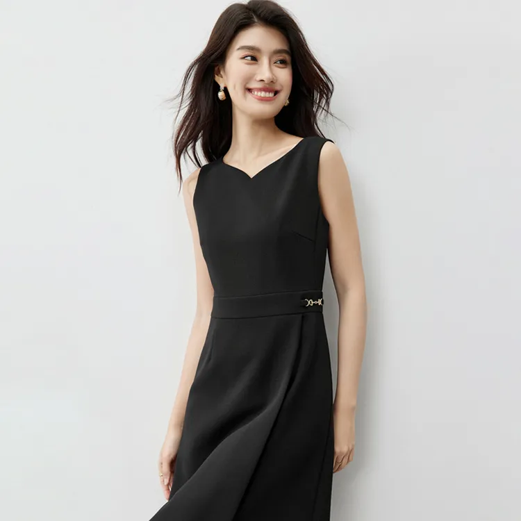 SENTUBILA Sleeveless Dresses Women's Elegant Black-3