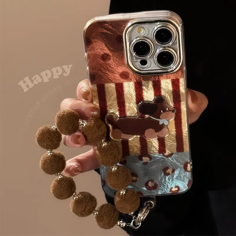 Cuttlefish Grid TPU Material Stripes Vintage Sausage Dog Niche Phone Case Compatible With Apple 16/15/14/13/12/11-3