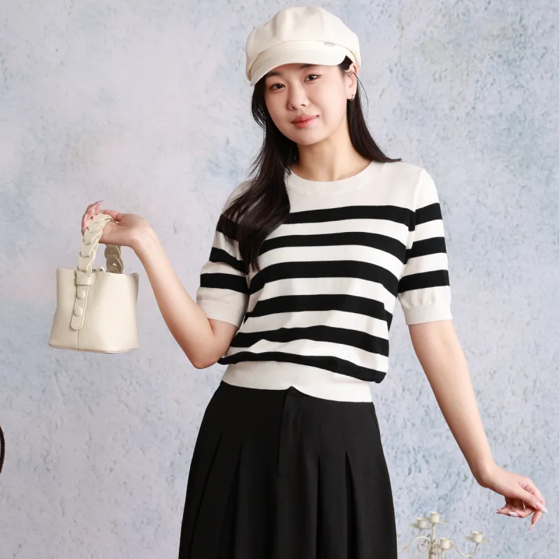 SETIROM Knitwear Women's Black White Stripes-4