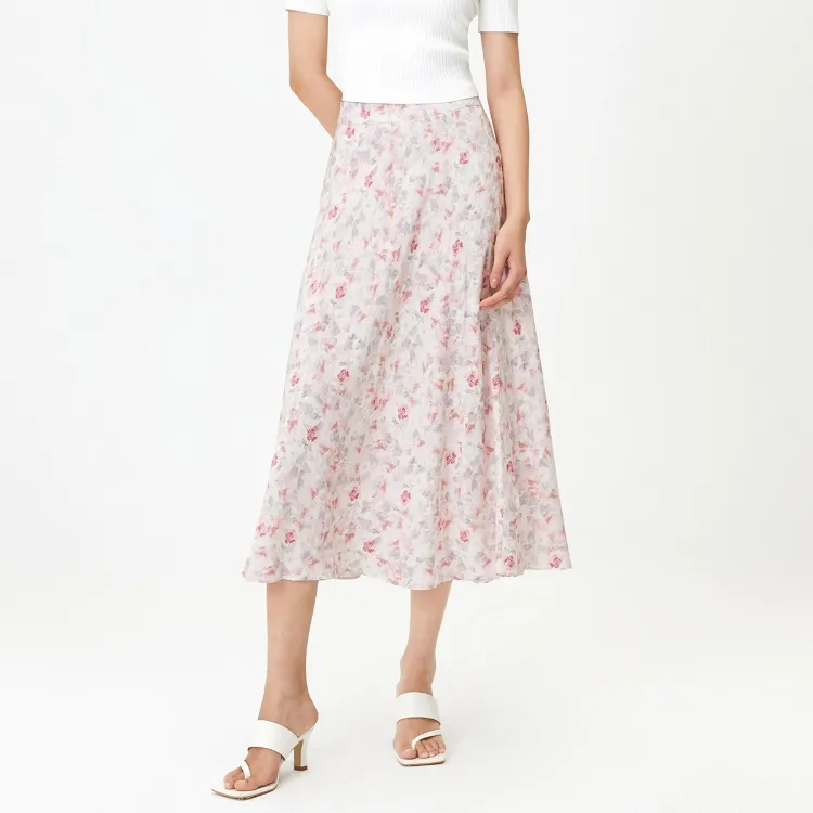 ONLY SS23 Casual Long Skirts Women's Watercolor Small Flower-2